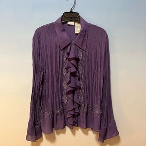 Elegant Purple Ruffled Women's Top
